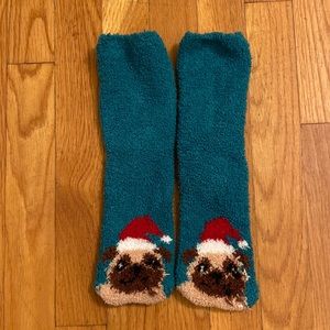 Christmas Pug Fuzzy Socks